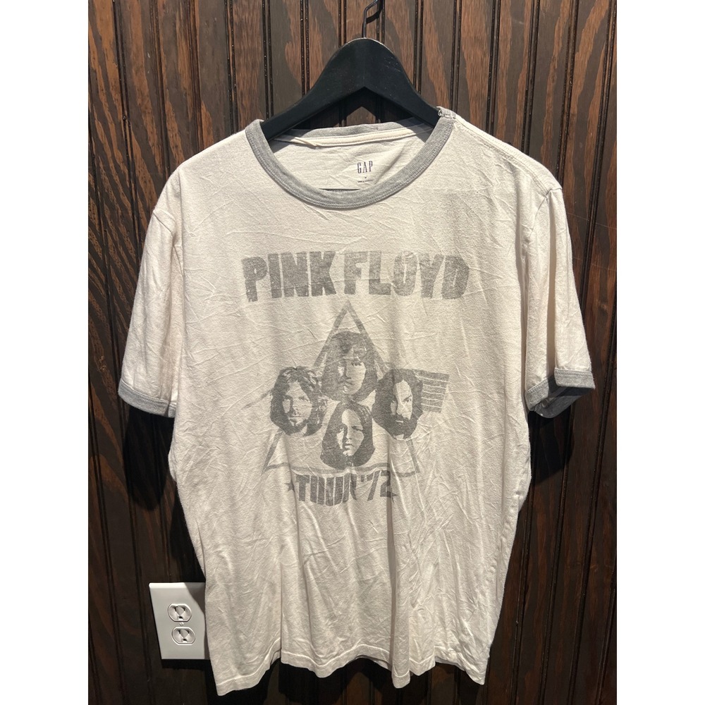Gap Pink Floyd Tour 72 Ringer T-Shirt Mens Medium Off White Grey Graphic Tee